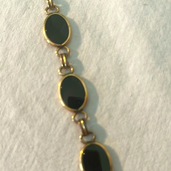 Vintage bracelet black onyx and gold tone - Picture 1 of 6